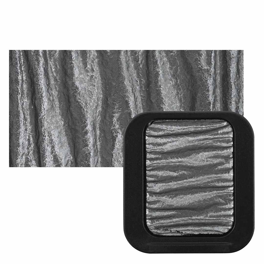 Open in modal - Finetec Premium Watercolor Pan - Pewter (Pearlescent) pan and swatch