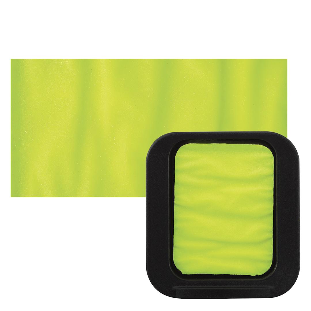 Open in modal - Finetec Premium Watercolor Pan - Neon Yellow Afterglow pan and swatch