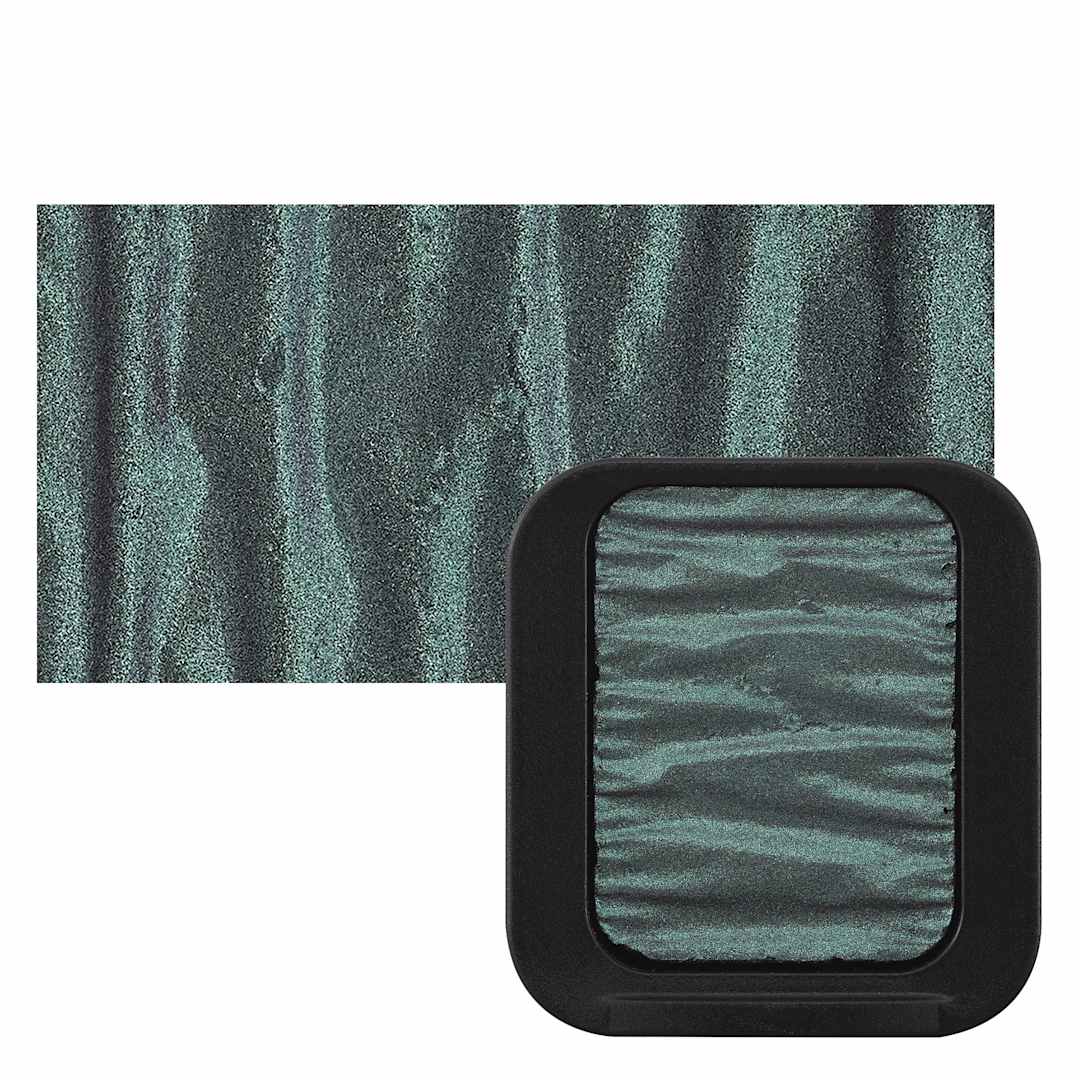 Open in modal - Finetec Premium Watercolor Pan - Green/Amethyst (Flip-Flop) pan and swatch