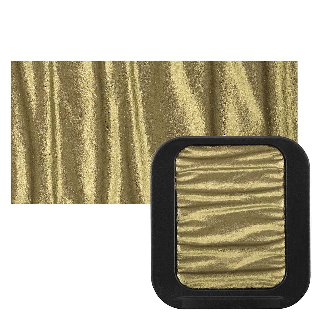 Open in modal - Finetec Premium Watercolor Pan - Rich Gold (Pearlescent) pan and swatch