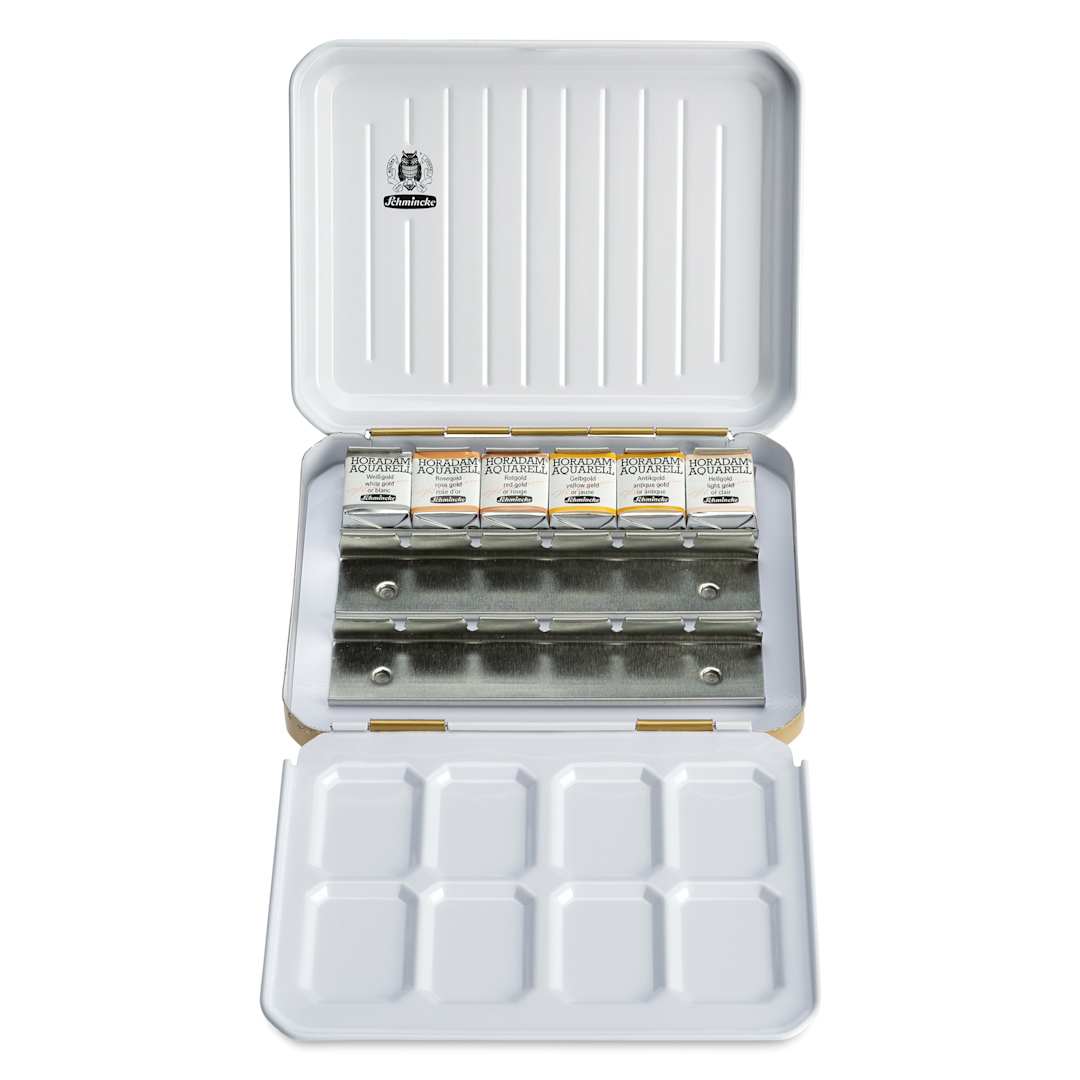 Open in modal - Schmincke Horadam Aquarell Watercolor Pans - Set of 6, Golds, Half Pans