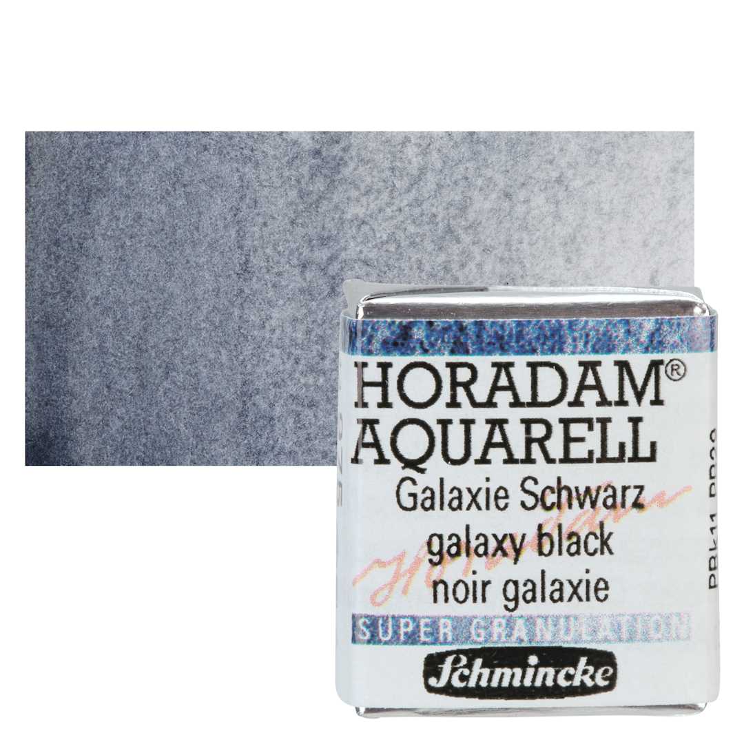 Open in modal - Schmincke Horadam Aquarell Artist Watercolor - Galaxy Black, Supergranulation, Half Pan and swatch
