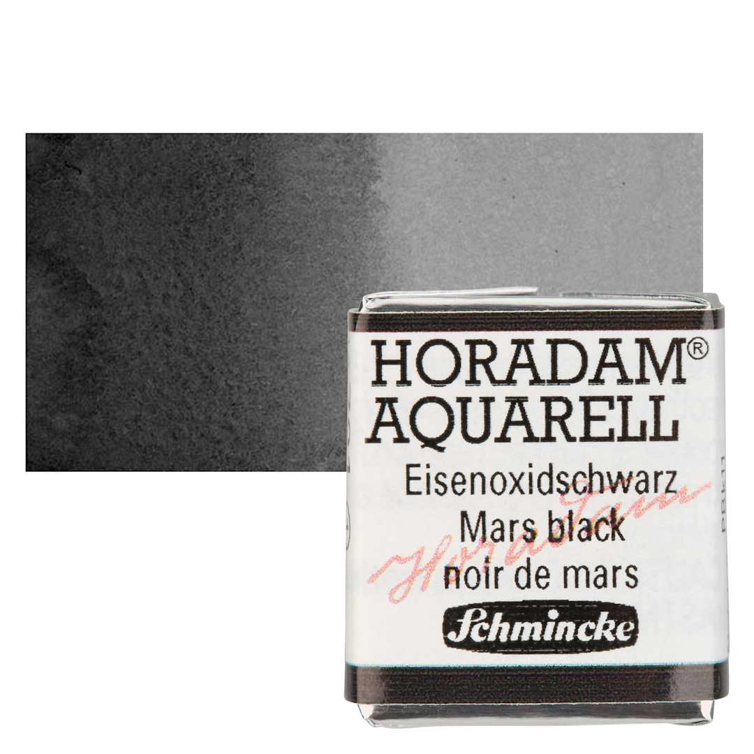Open in modal - Schmincke Horadam Aquarell Watercolor - Mars Black, Half Pan and swatch