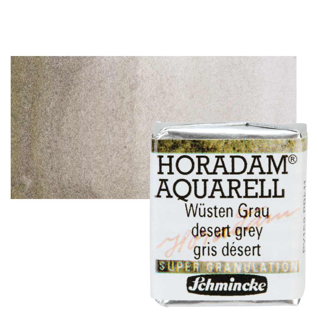 Open in modal - Schmincke Horadam Aquarell Artist Watercolor - Desert Grey, Supergranulation, Half Pan and swatch