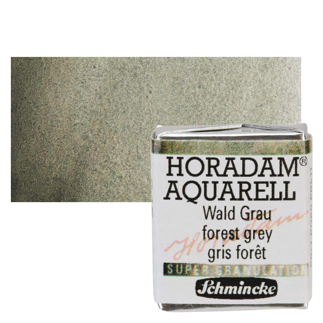 Open in modal - Schmincke Horadam Aquarell Artist Watercolor - Forest Grey, Supergranulation, Half Pan and swatch