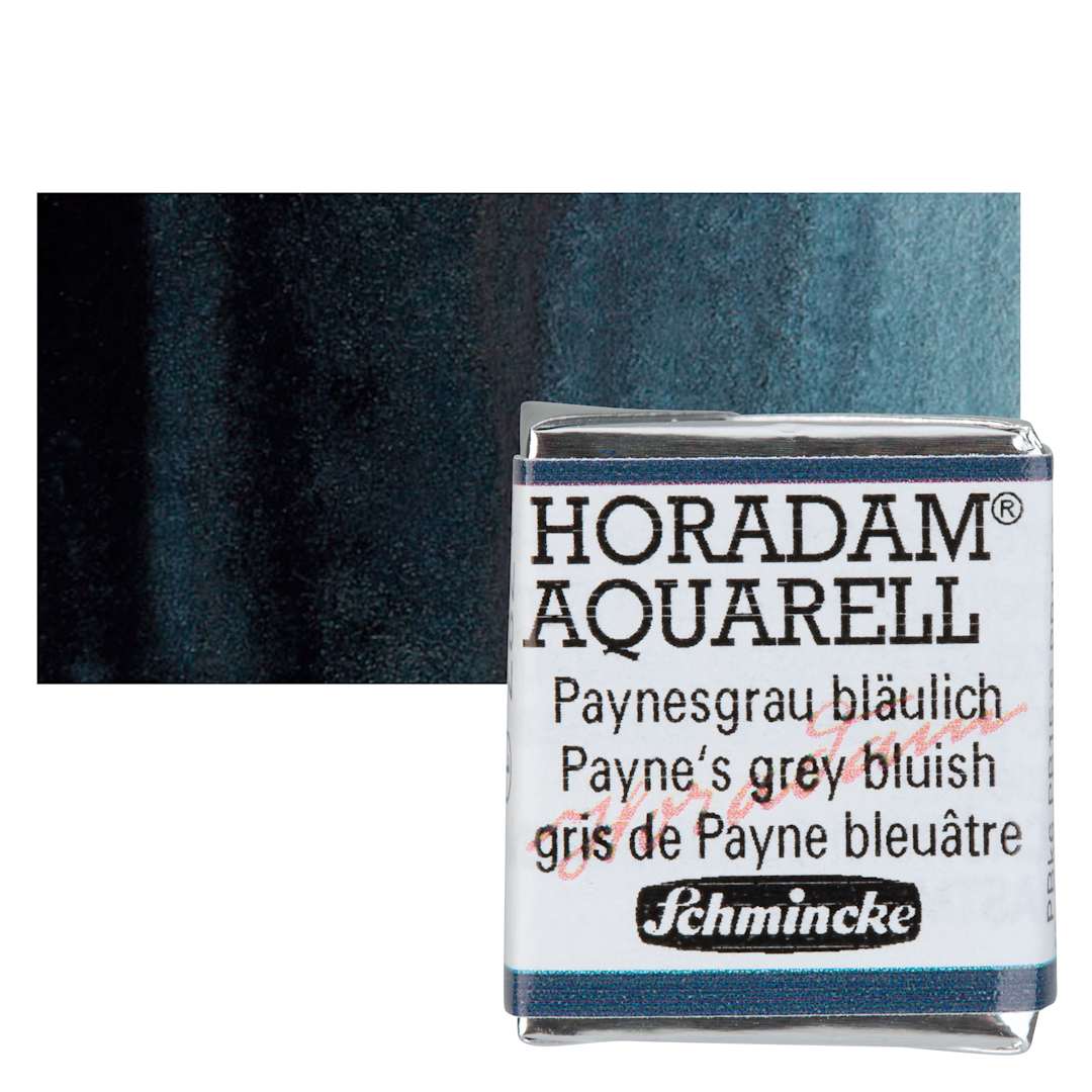 Open in modal - Schmincke Horadam Aquarell Watercolor - Payne‘s Grey Bluish, Half Pan and swatch