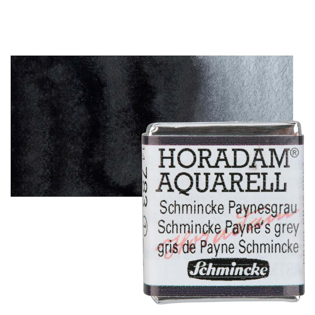 Open in modal - Schmincke Horadam Aquarell Watercolor - Schmincke Payne's Grey, Half Pan and swatch