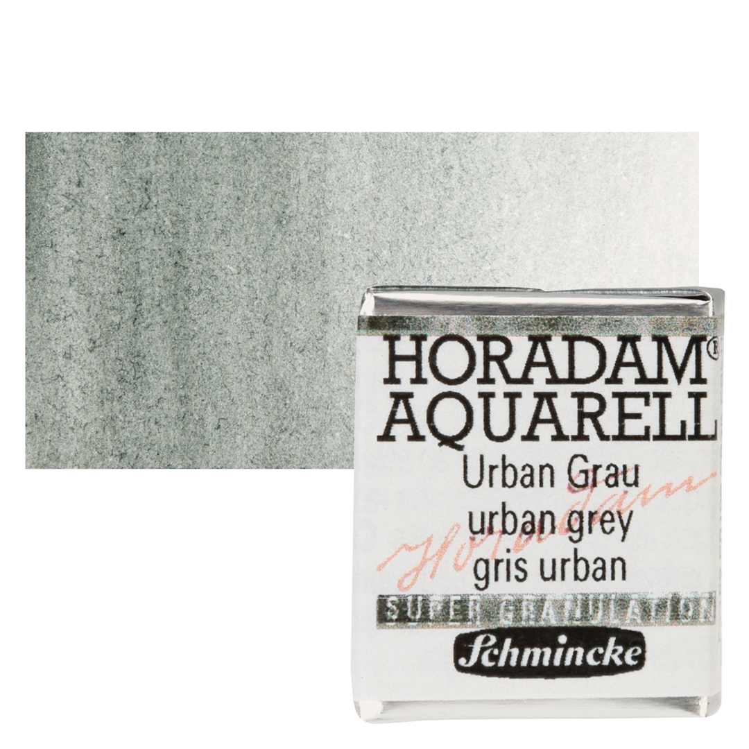 Open in modal - Schmincke Horadam Aquarell Watercolor - Urban Grey, Supergranulation, Half Pan and swatch