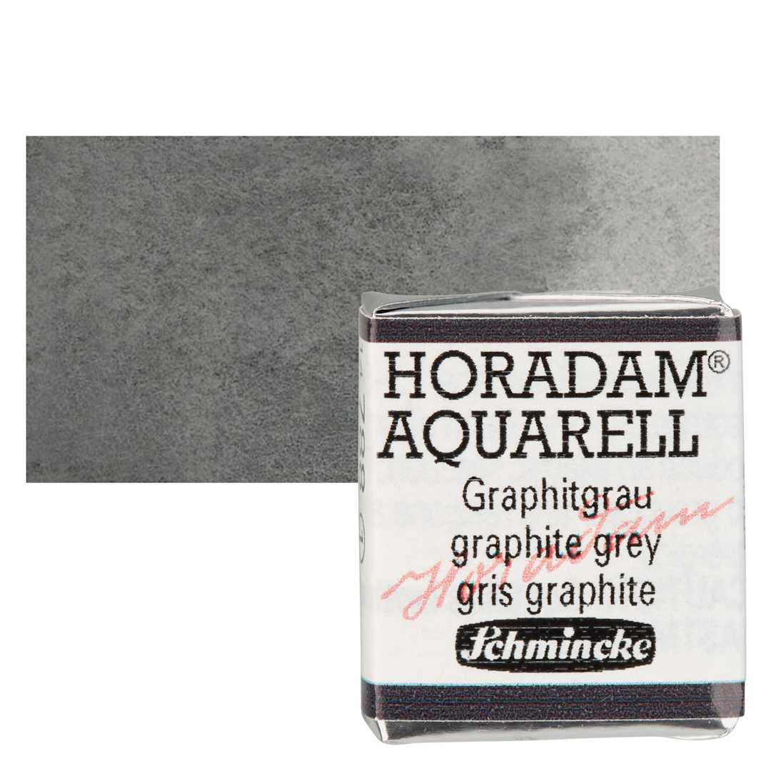 Open in modal - Schmincke Horadam Aquarell Watercolor - Graphite Grey, Half Pan and swatch