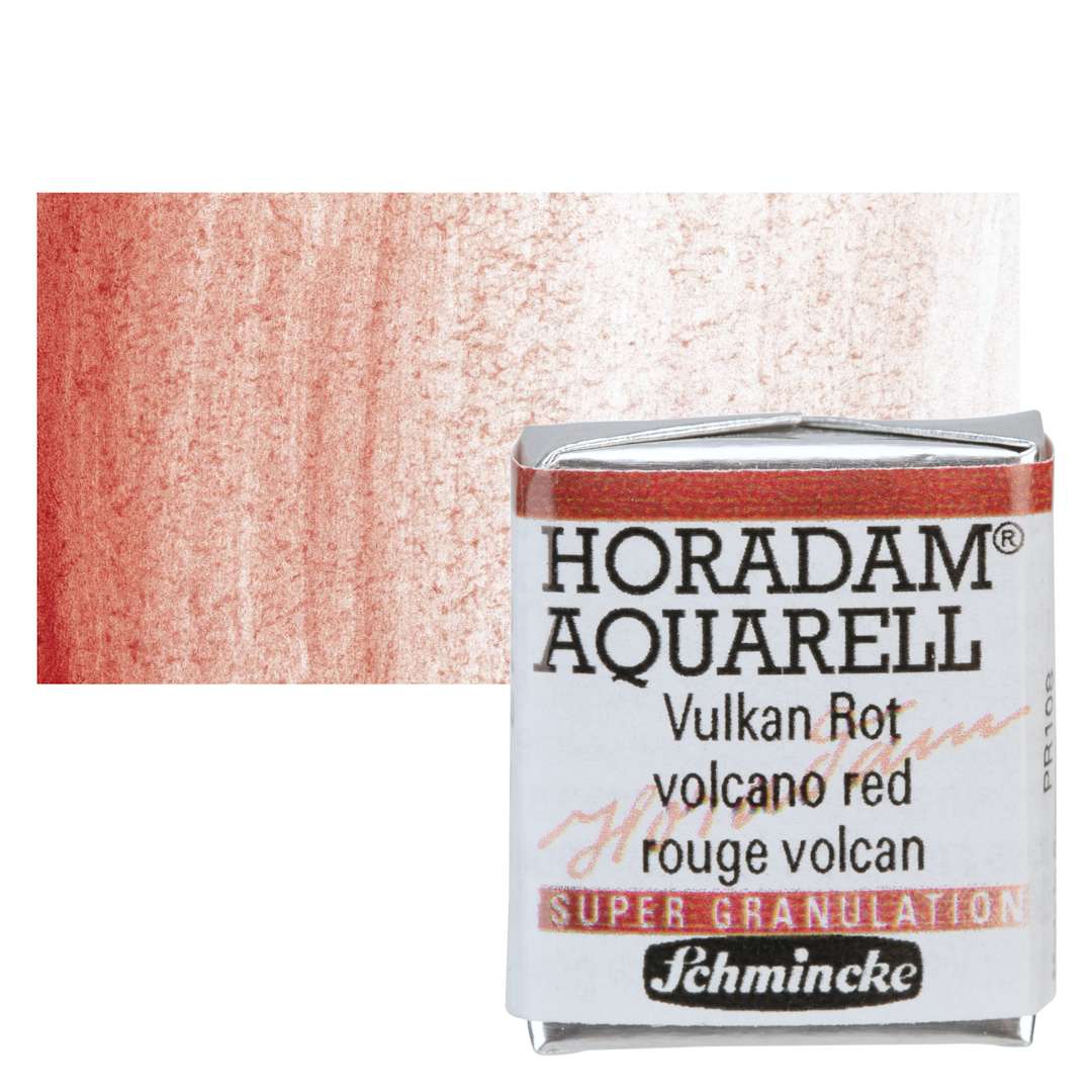 Open in modal - Schmincke Horadam Aquarell Artist Watercolor - Volcano Red, Supergranulation, Half Pan and swatch