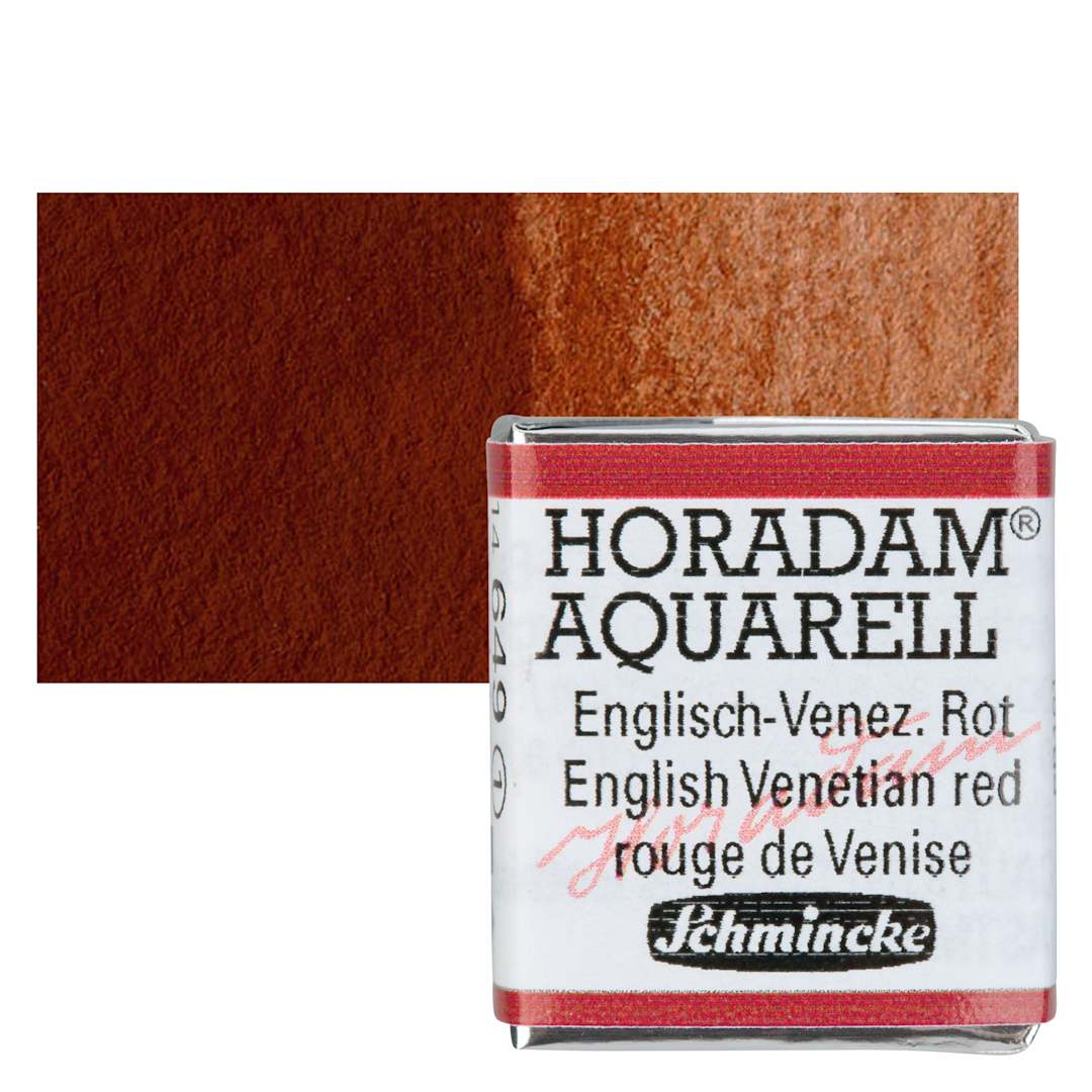 Open in modal - Schmincke Horadam Aquarell Watercolor - English Venetian Red, Half Pan and swatch