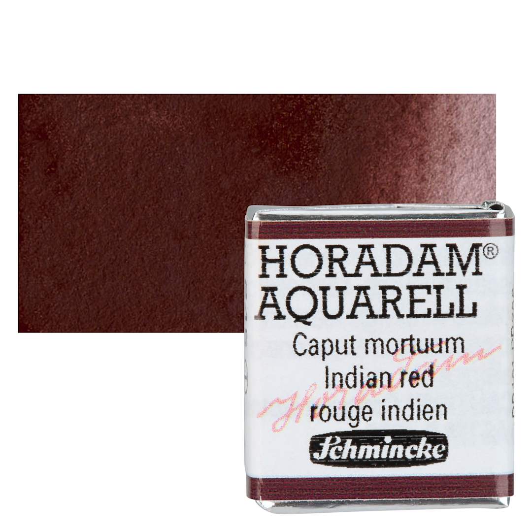 Open in modal - Schmincke Horadam Aquarell Watercolor - Indian Red, Half Pan and swatch