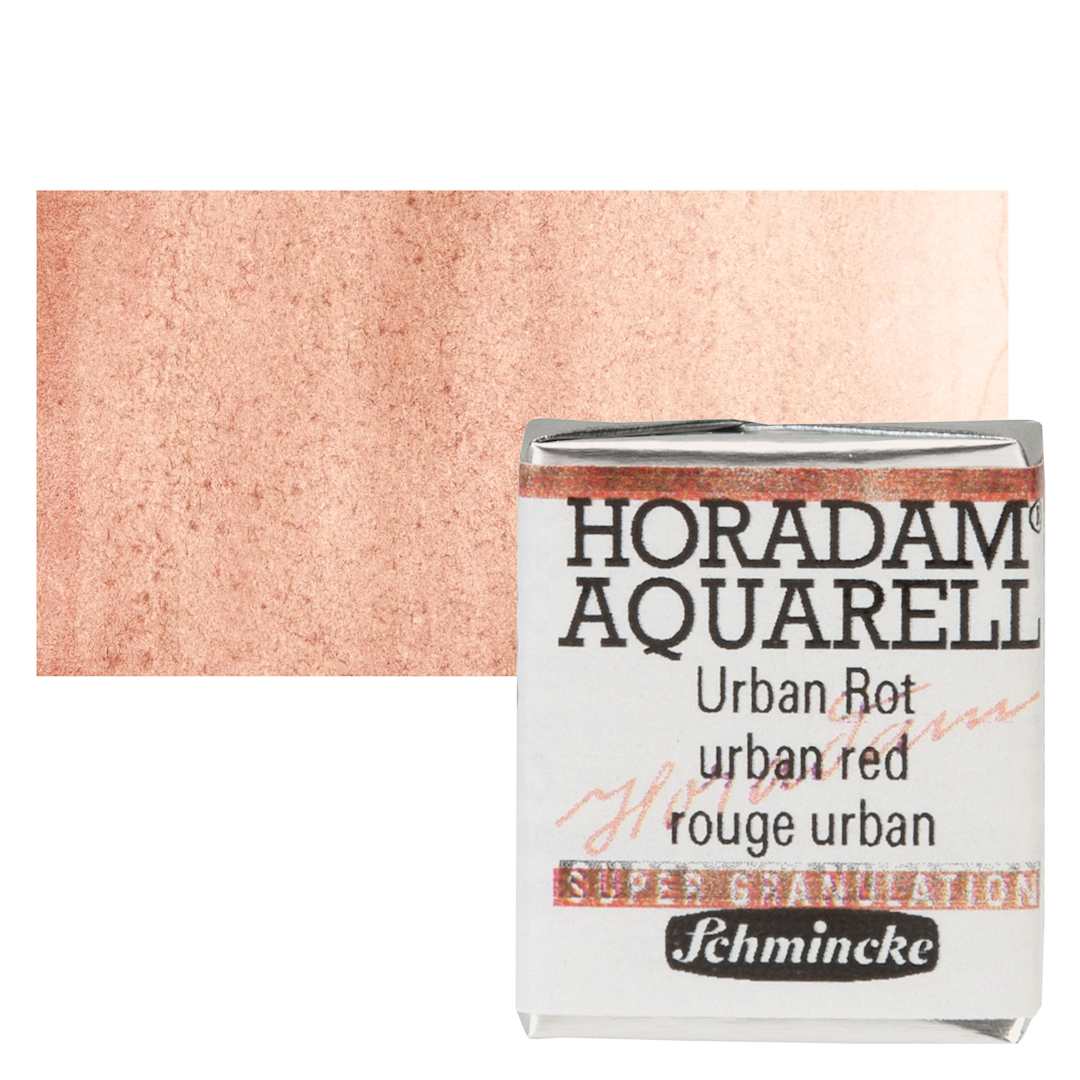 Open in modal - Schmincke Horadam Aquarell Watercolor - Urban Red, Supergranulation, Half Pan and swatch