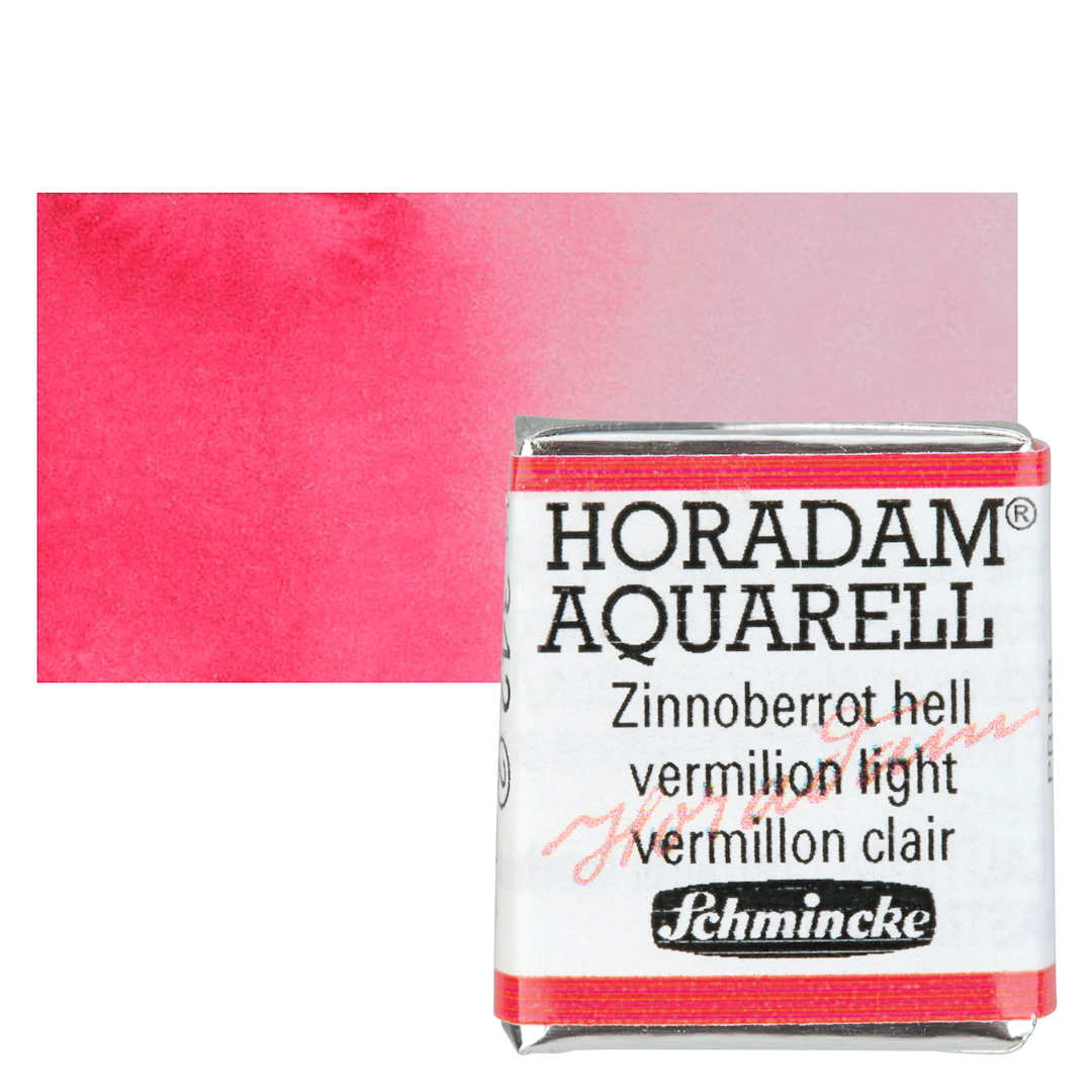 Open in modal - Schmincke Horadam Aquarell Watercolor - Vermilion Light, Half Pan and swatch