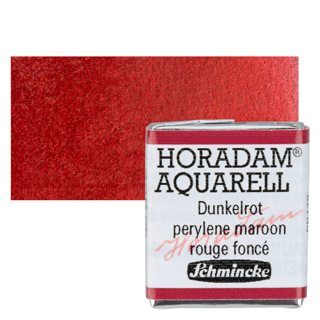 Open in modal - Schmincke Horadam Aquarell Watercolor - Perylene Maroon, Half Pan and swatch