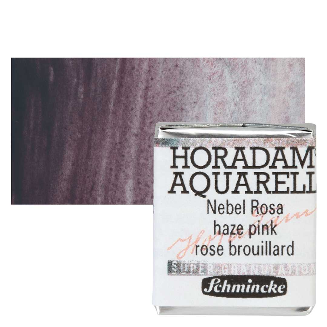 Open in modal - Schmincke Horadam Aquarell Watercolor - Haze Pink, Half Pan and swatch
