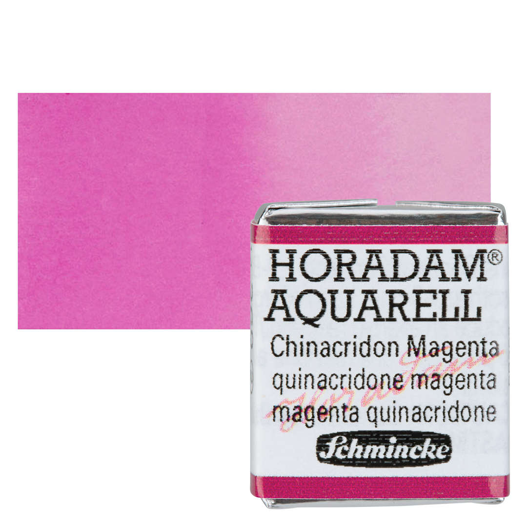 Open in modal - Schmincke Horadam Aquarell Artist Watercolor - Quinacridone Magenta, Half Pan and swatch