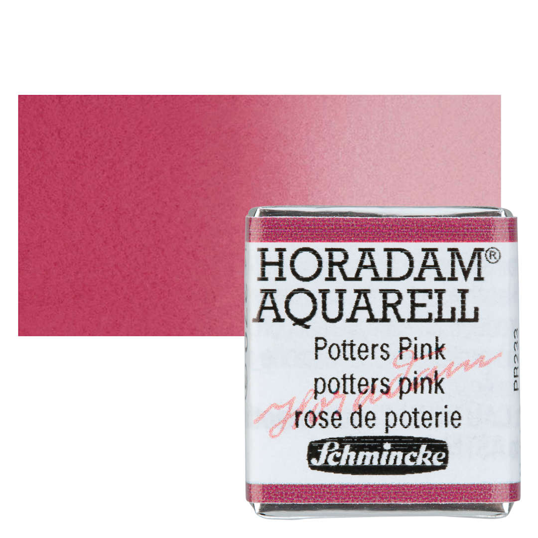 Open in modal - Schmincke Horadam Aquarell Artist Watercolor - Potter's Pink, Half Pan and swatch