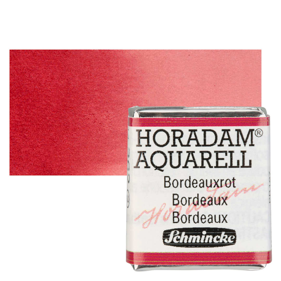 Open in modal - Schmincke Horadam Aquarell Watercolor - Bordeaux, Half Pan and swatch