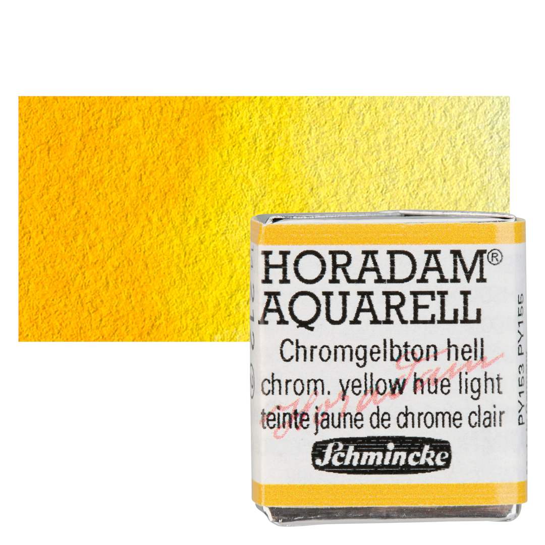 Open in modal - Schmincke Horadam Aquarell Watercolor - Chromium Yellow Hue Light, Half Pan and swatch