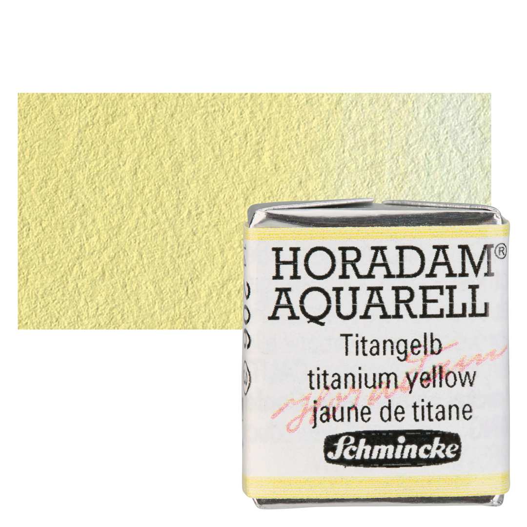 Open in modal - Schmincke Horadam Aquarell Watercolor - Titanium Yellow, Half Pan and swatch