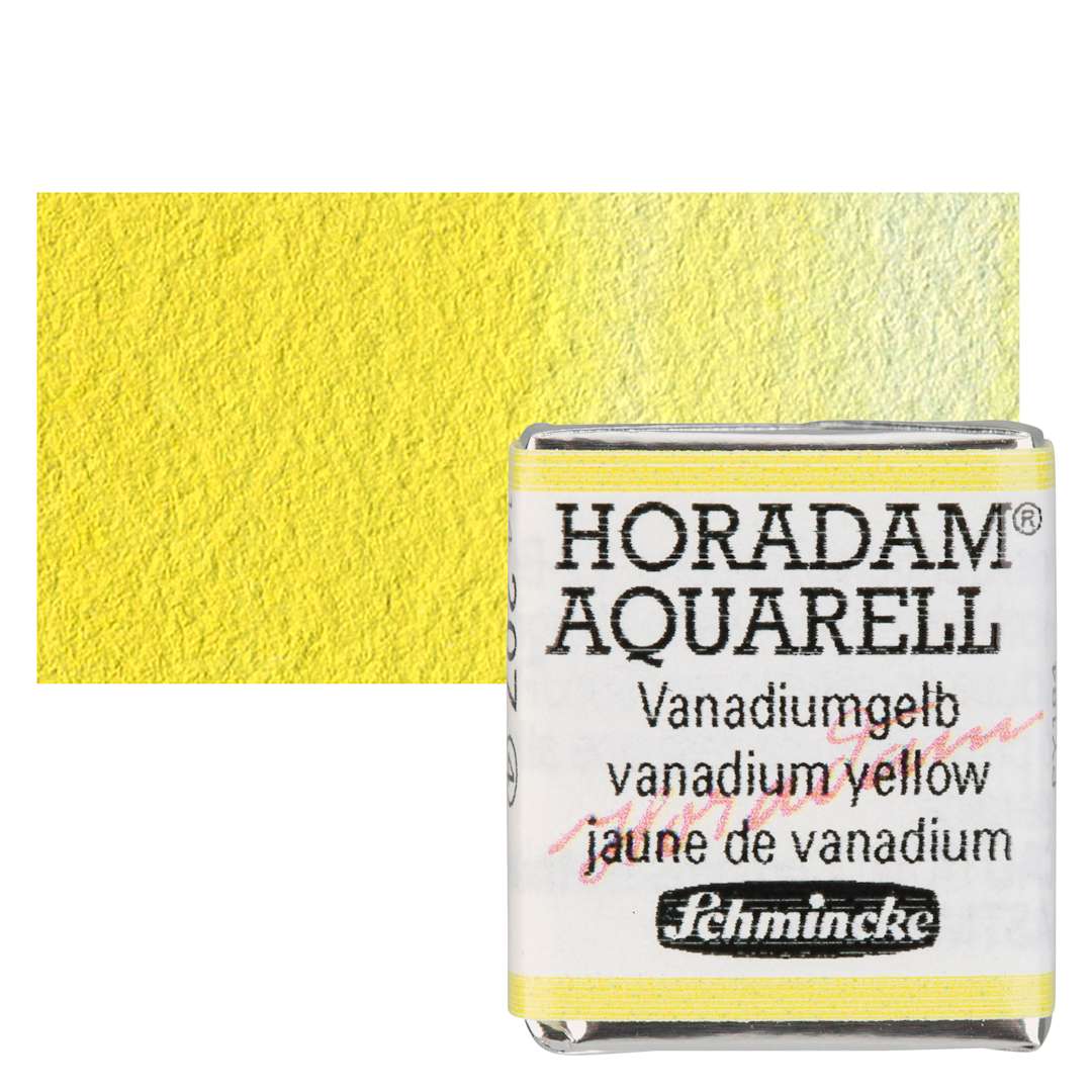 Open in modal - Schmincke Horadam Aquarell Watercolor - Vanadium Yellow, Half Pan and swatch