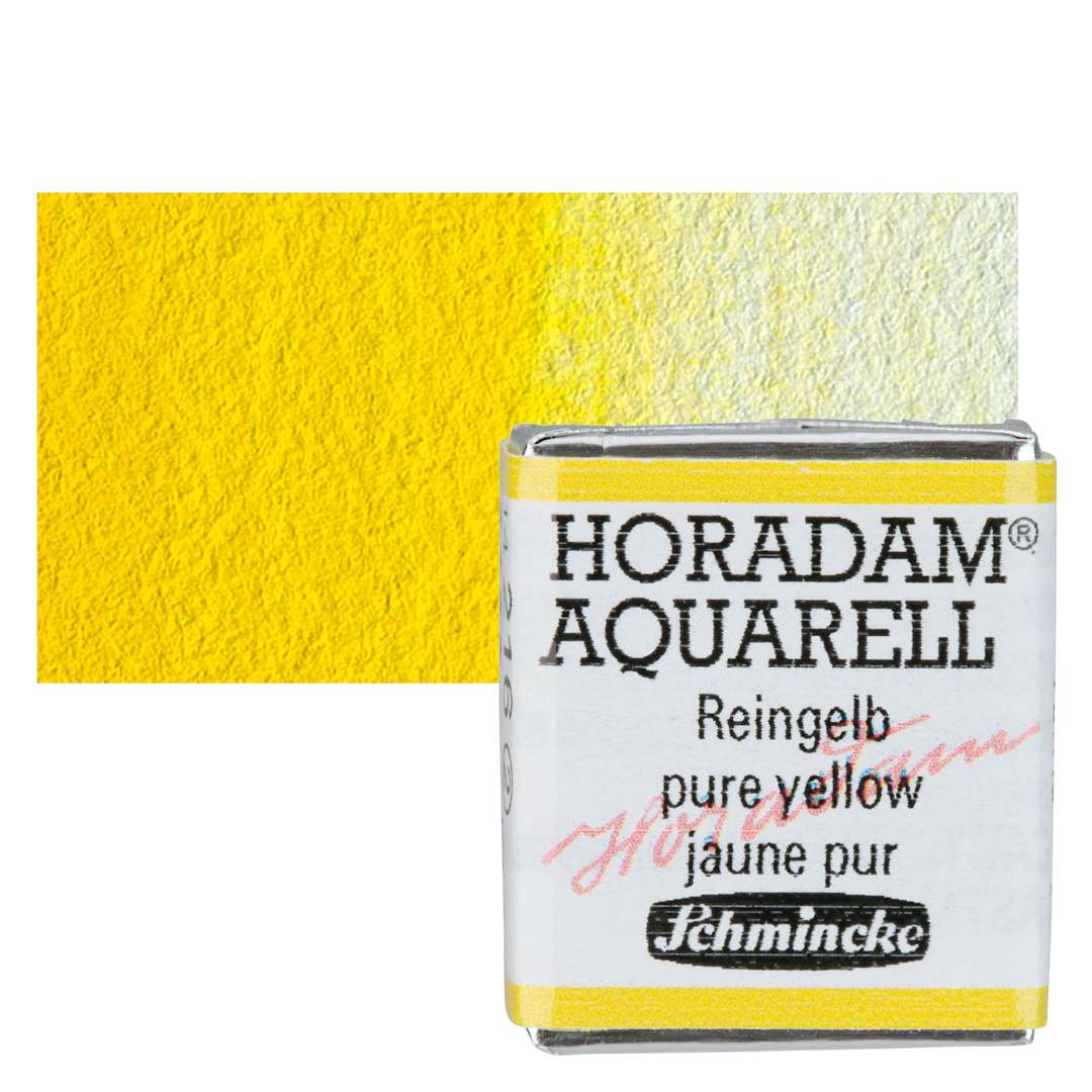 Open in modal - Schmincke Horadam Aquarell Watercolor - Pure Yellow, Half Pan and swatch