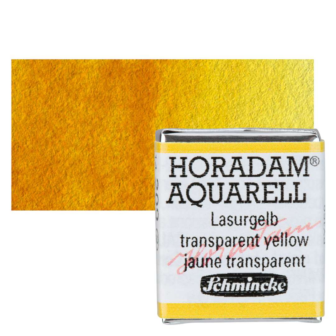 Open in modal - Schmincke Horadam Aquarell Watercolor - Transparent Yellow, Half Pan and swatch