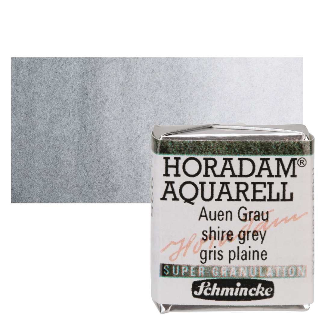 Open in modal - Schmincke Horadam Aquarell Artist Watercolor - Shire Grey, Supergranulation, Half Pan and swatch