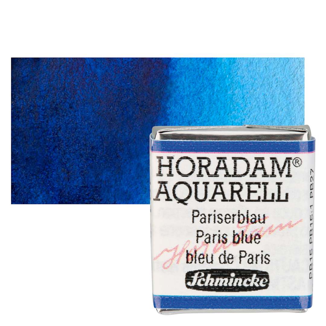 Open in modal - Schmincke Horadam Aquarell Watercolor - Paris Blue, Half Pan and swatch