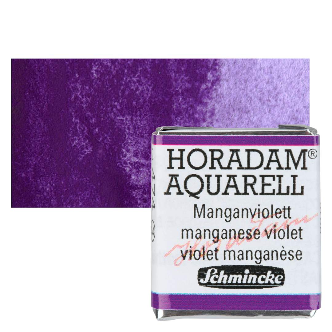 Open in modal - Schmincke Horadam Aquarell Watercolor - Manganese Violet, Half Pan and swatch