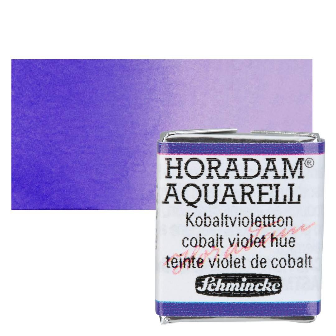 Open in modal - Schmincke Horadam Aquarell Watercolor - Cobalt Violet Hue, Half Pan and swatch