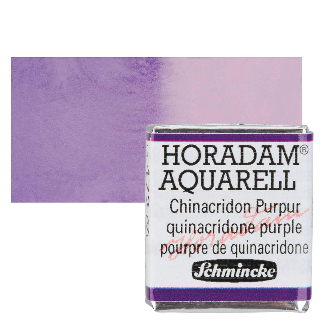 Open in modal - Schmincke Horadam Aquarell Watercolor - Quinacridone Purple, Half Pan and swatch