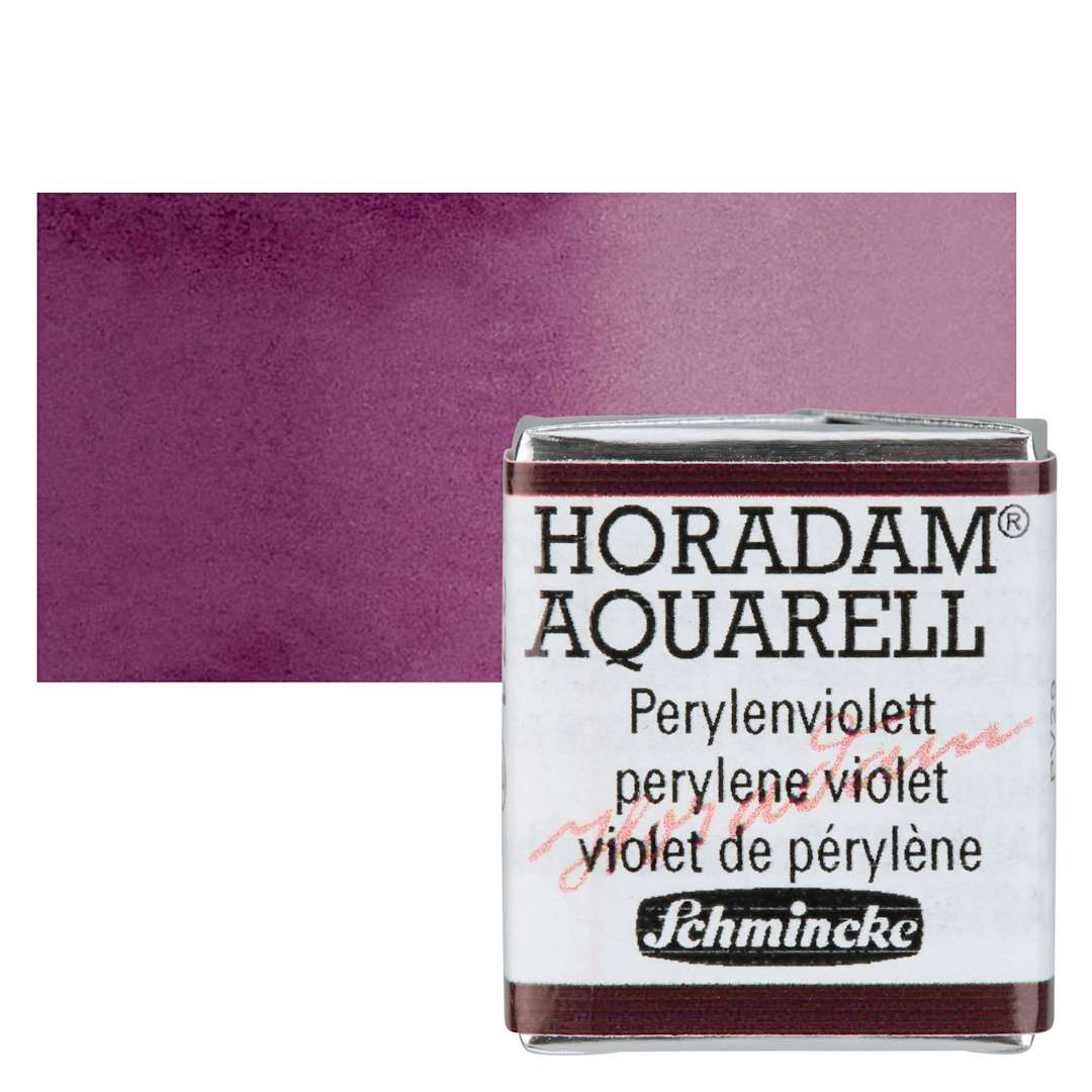 Open in modal - Schmincke Horadam Aquarell Watercolor - Perylene Violet, Half Pan and swatch
