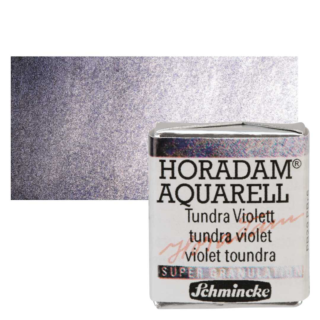 Open in modal - Schmincke Horadam Aquarell Artist Watercolor - Tundra Violet, Supergranulation, Half Pan and swatch