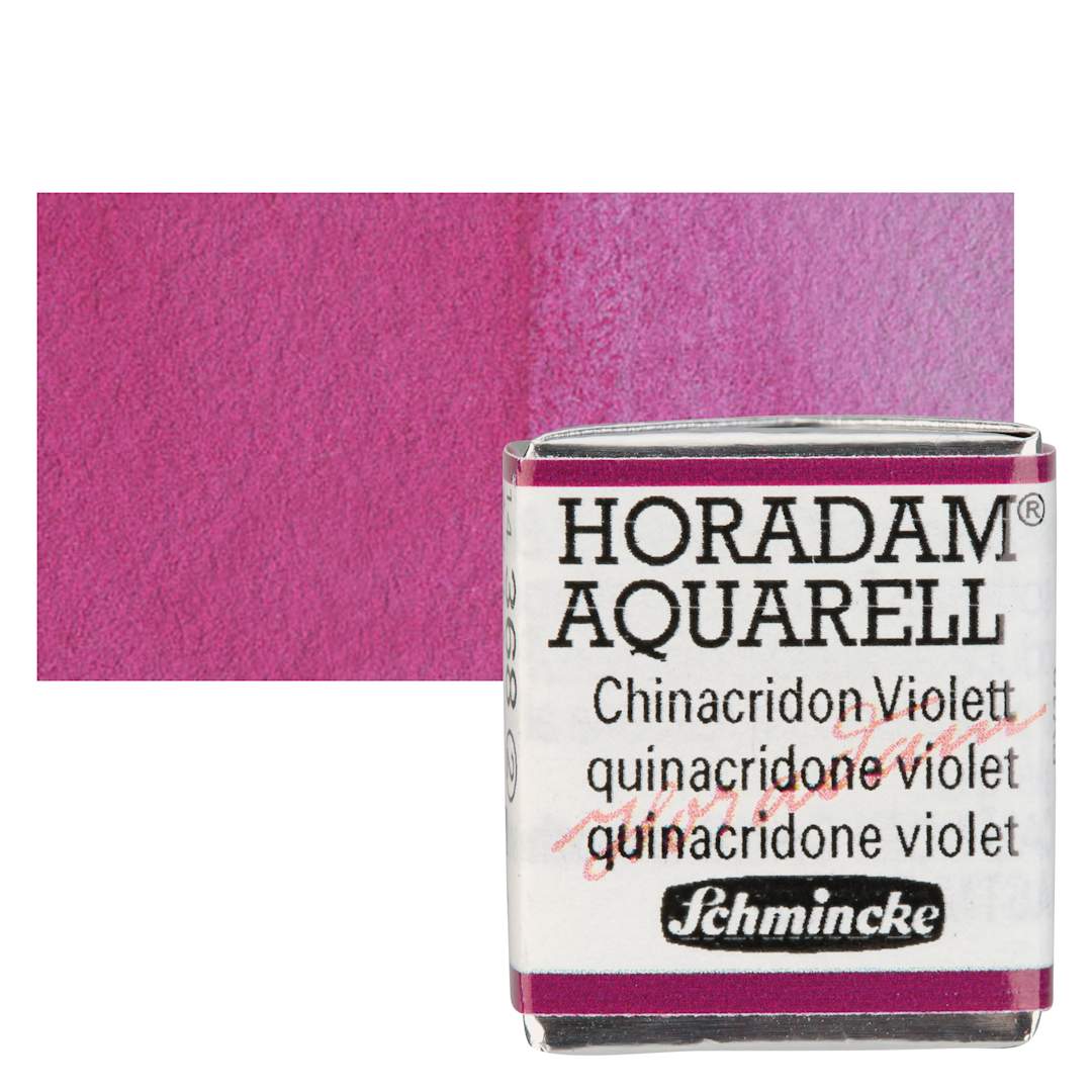 Open in modal - Schmincke Horadam Aquarell Watercolor - Quinacridone Violet, Half Pan and swatch