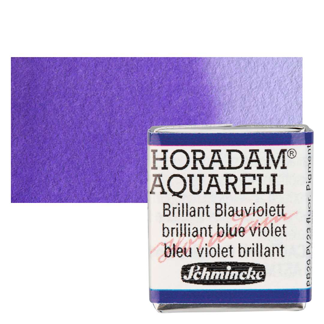 Open in modal - Schmincke Horadam Aquarell Watercolor - Brilliant Blue Violet, Half Pan and swatch