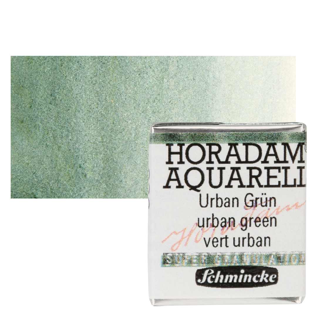 Open in modal - Schmincke Horadam Aquarell Watercolor - Urban Green, Supergranulation, Half Pan and swatch