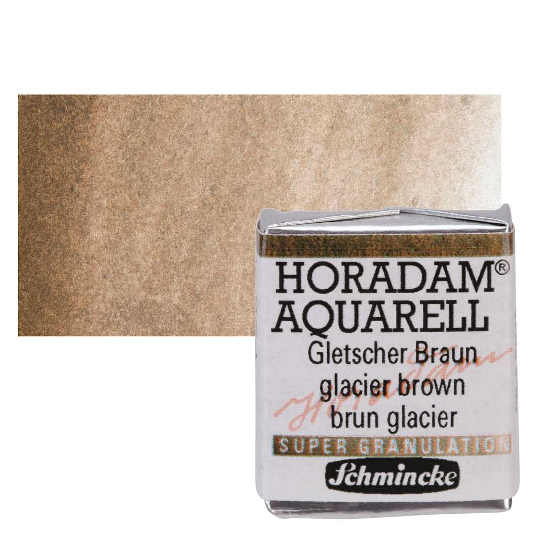 Open in modal - Schmincke Horadam Aquarell Artist Watercolor - Glacier Brown, Supergranulation, Half Pan and swatch