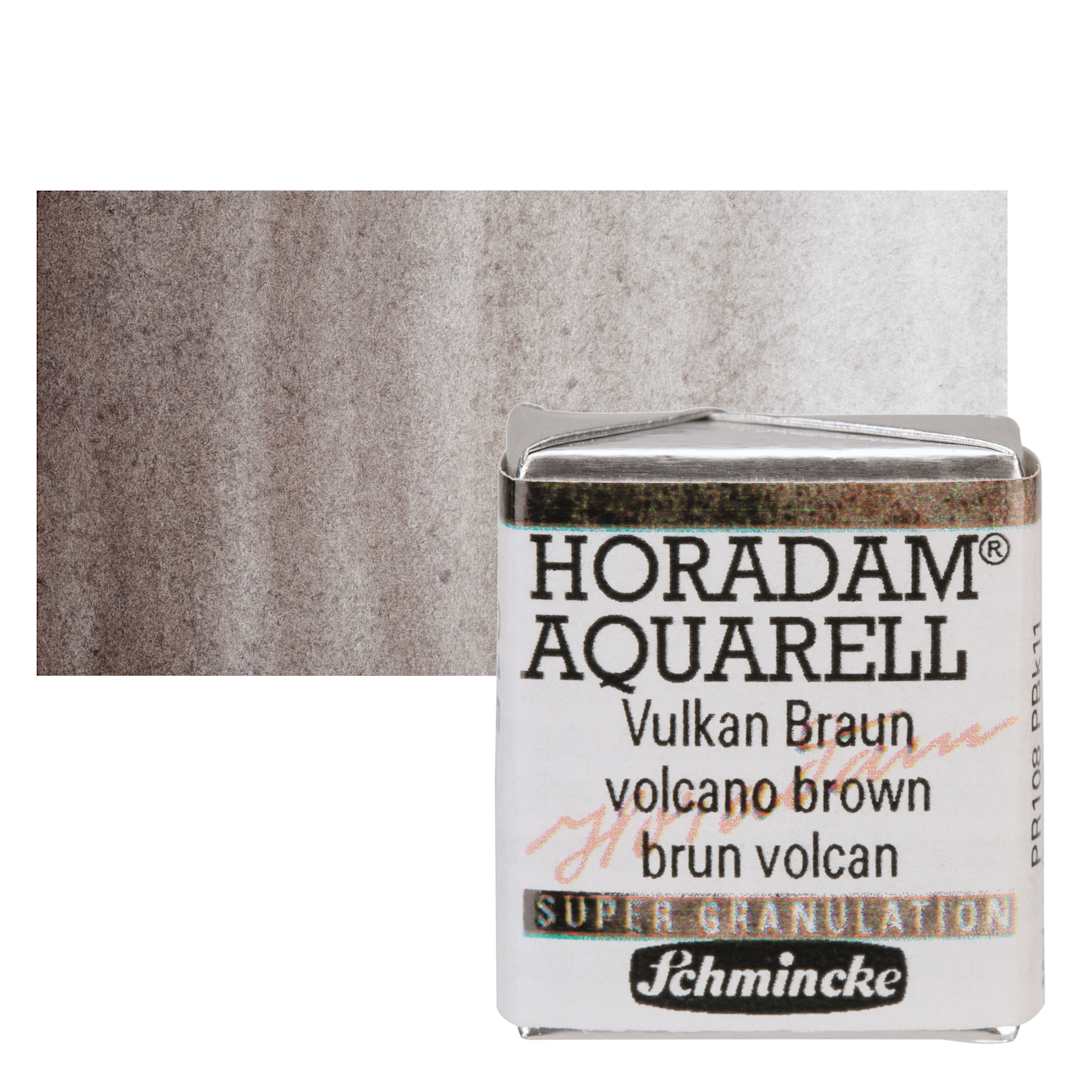 Open in modal - Schmincke Horadam Aquarell Artist Watercolor - Volcano Brown, Supergranulation, Half Pan and swatch