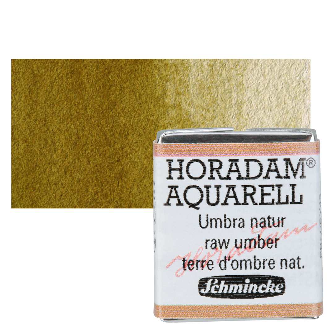 Open in modal - Schmincke Horadam Aquarell Artist Watercolor - Raw Umber, Half Pan and swatch