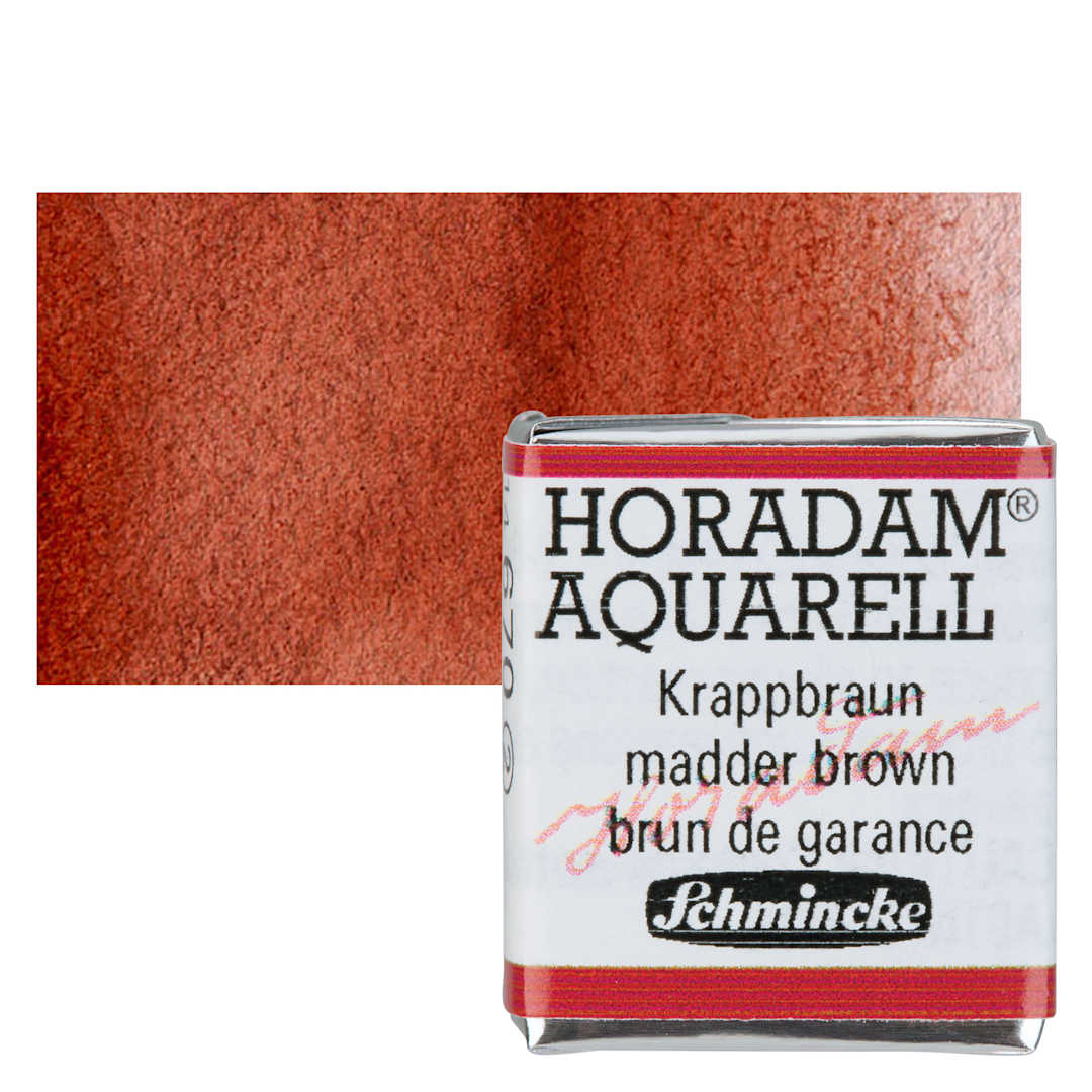 Open in modal - Schmincke Horadam Aquarell Artist Watercolor - Madder Brown, Half Pan and swatch