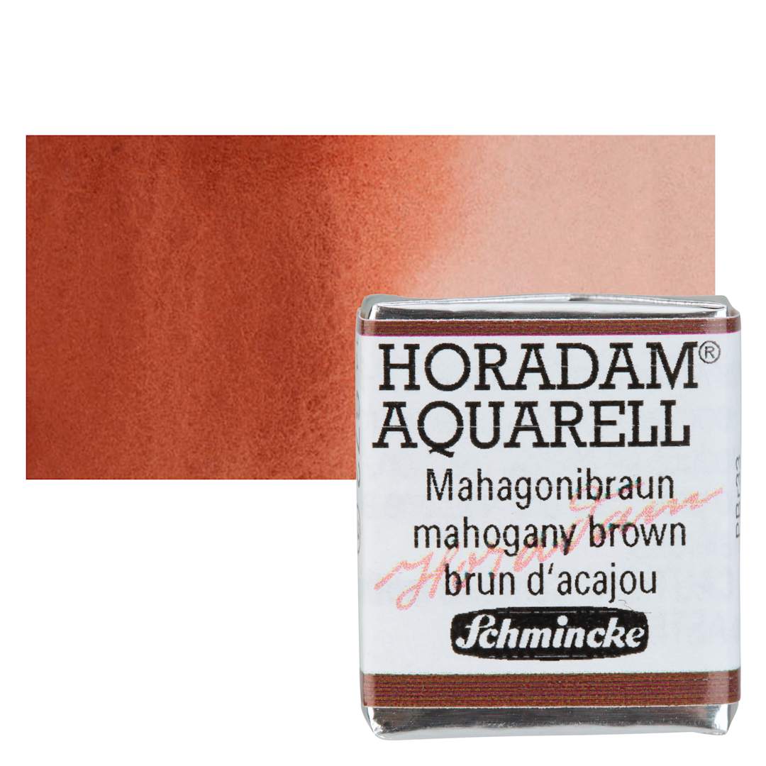 Open in modal - Schmincke Horadam Aquarell Watercolor - Mahogany Brown, Half Pan and swatch