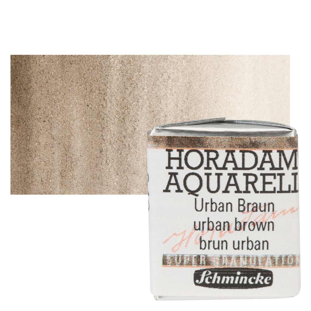 Open in modal - Schmincke Horadam Aquarell Watercolor - Urban Brown, Supergranulation, Half Pan and swatch