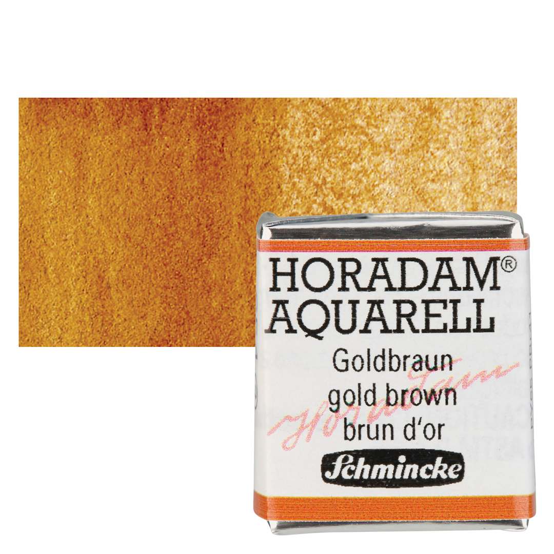 Open in modal - Schmincke Horadam Aquarell Watercolor - Gold Brown, Half Pan and swatch