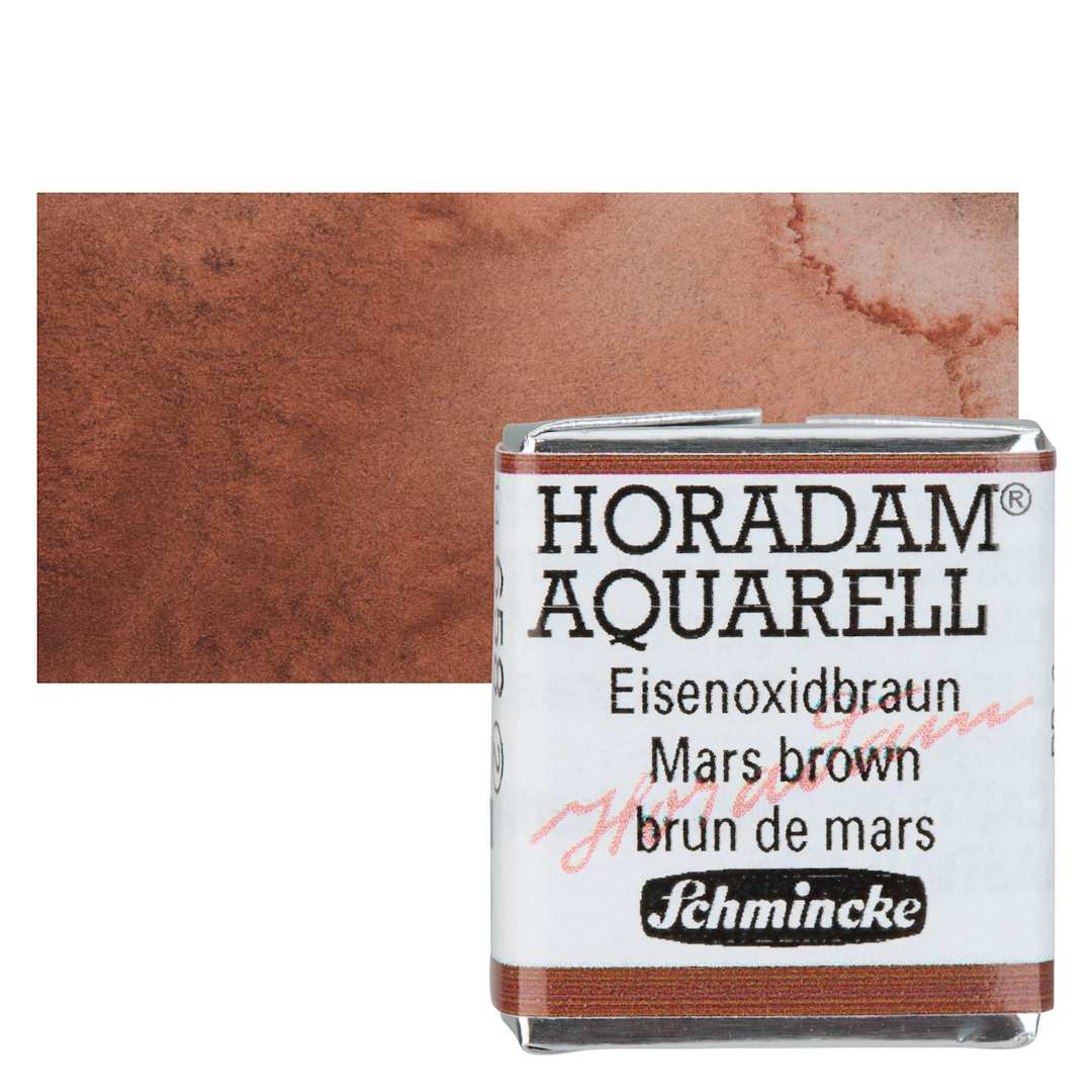 Open in modal - Schmincke Horadam Aquarell Watercolor - Mars Brown, Half Pan and swatch
