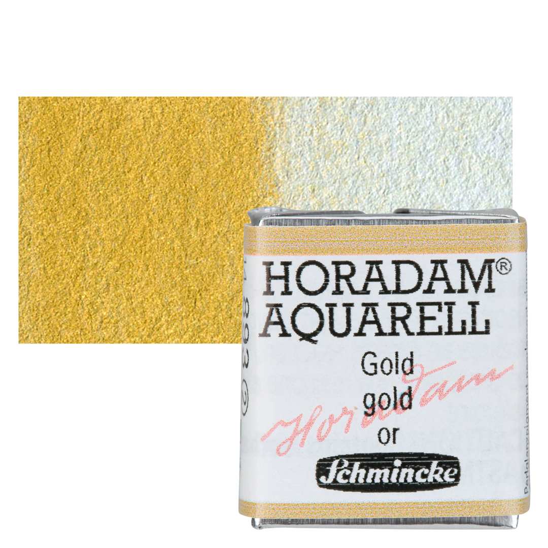 Open in modal - Schmincke Horadam Aquarell Artist Watercolor - Gold, Half Pan and swatch
