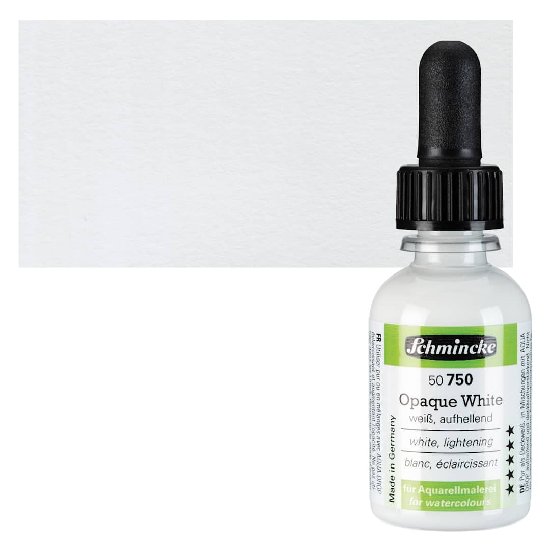 Open in modal - Schmincke Aqua Drop Watercolor - Opaque White, 30 ml bottle and swatch