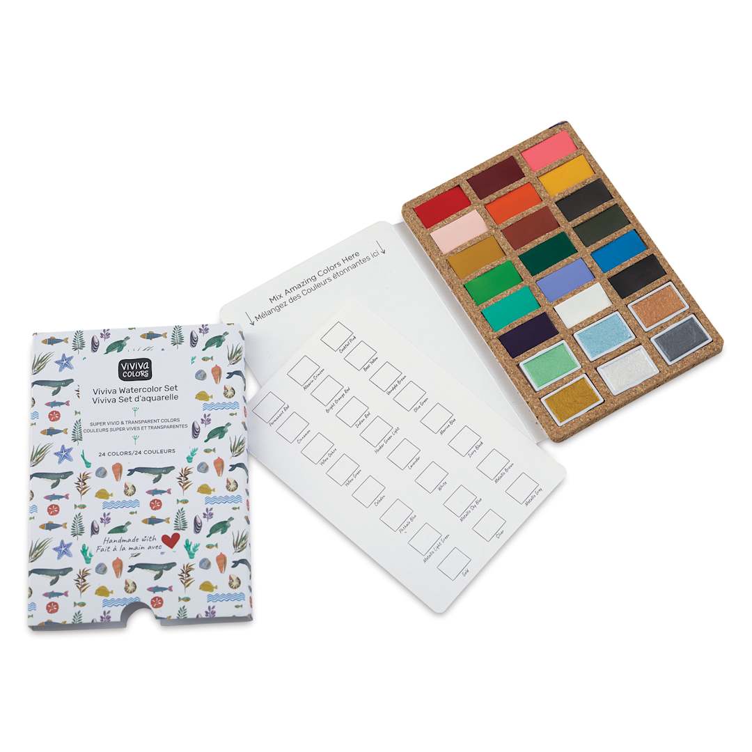 Open in modal - Viviva Watercolor Paint Pan Set - Deluxe, Set of 24 set contents