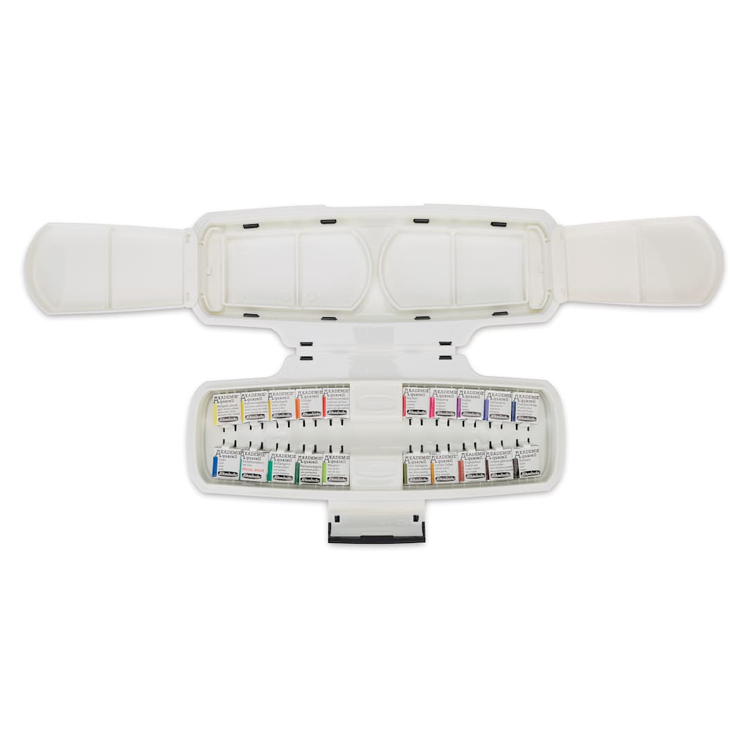 Open in modal - Schmincke Akademie Aquarell Watercolor Pans - Set of 20, Plastic Case, Half Pans